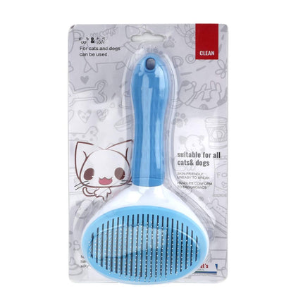 Self-Cleaning Pet Brush Pet Grooming Brush Remove Loose Undercoat Pet Massage - Blue - Size 7.7in