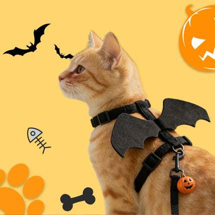 Cat Harness and Leash with Bat Wings (Size M)