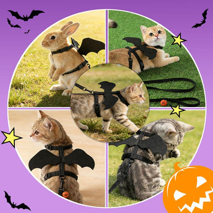 Cat Harness and Leash with Bat Wings (Size M)