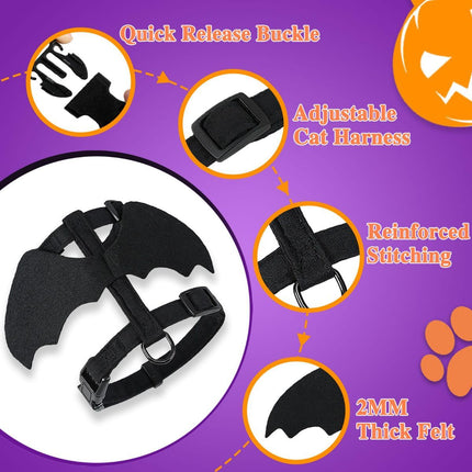 Cat Harness and Leash with Bat Wings (Size S)