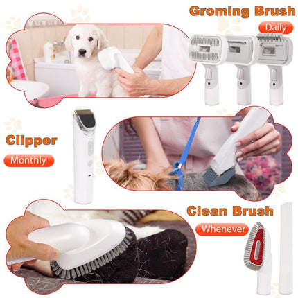 Dog Cat Grooming Vacuum Pet Scissors 6-In-1 Hair Removal Brush Pet