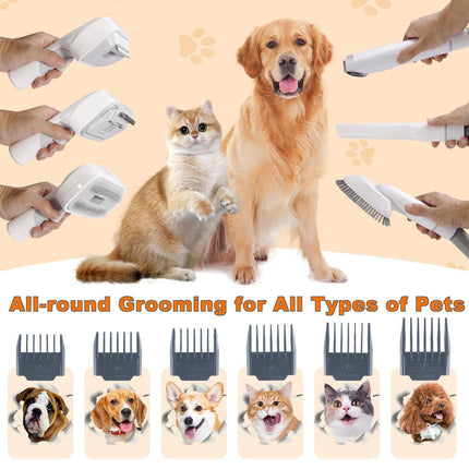 Dog Cat Grooming Vacuum Pet Scissors 6-In-1 Hair Removal Brush Pet