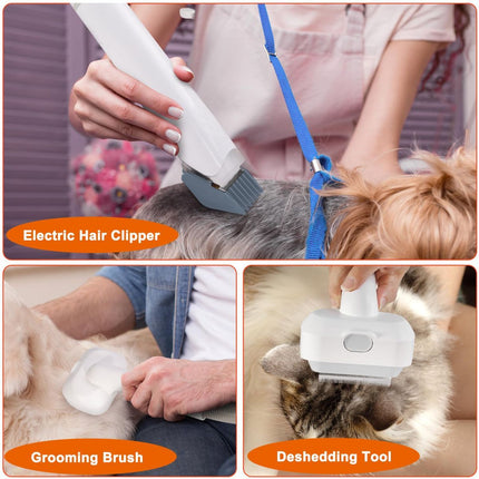 Dog Cat Grooming Vacuum Pet Scissors 6-In-1 Hair Removal Brush Pet