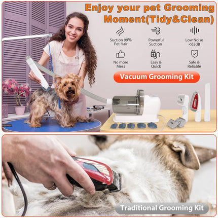 Dog Cat Grooming Vacuum Pet Scissors 6-In-1 Hair Removal Brush Pet