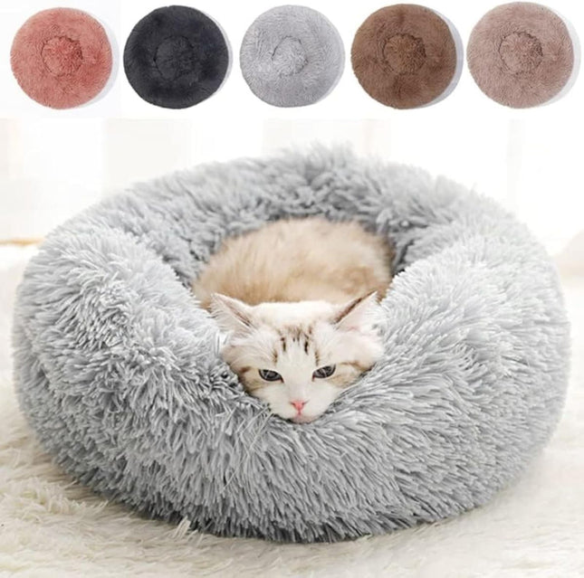 Cat Bed Fluffy Cat Bed Round Cat Bed Cat Furniture (Light Gray / 20in)