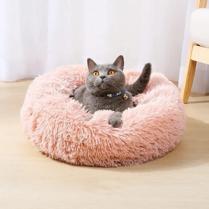 Cat Bed Fluffy Cat Bed Round Cat Bed Cat Furniture (Light Gray / 24in)
