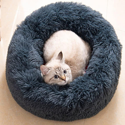 Cat Bed Fluffy Cat Bed Round Cat Bed Cat Furniture Cat (Navy / 20in)