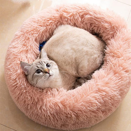 Cat Bed Fluffy Cat Bed Round Cat Bed Cat Furniture Cat (Navy / 20in)