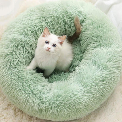 Cat Bed Fluffy Cat Bed Round Cat Bed Cat Furniture Cat (Pink / 24in)