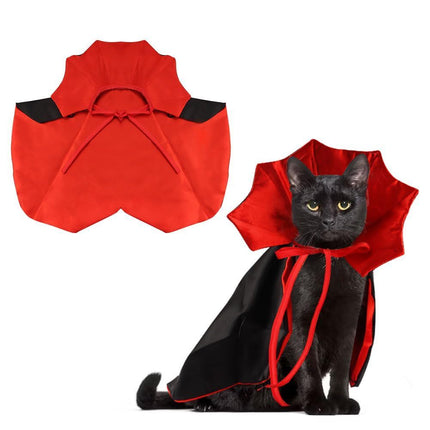 Halloween Cat Vampire Cloak Costume Adjustable Red Black Pet Cape
