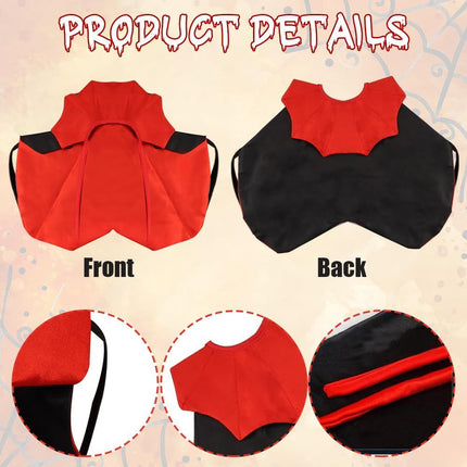 Halloween Cat Vampire Cloak Costume Adjustable Red Black Pet Cape