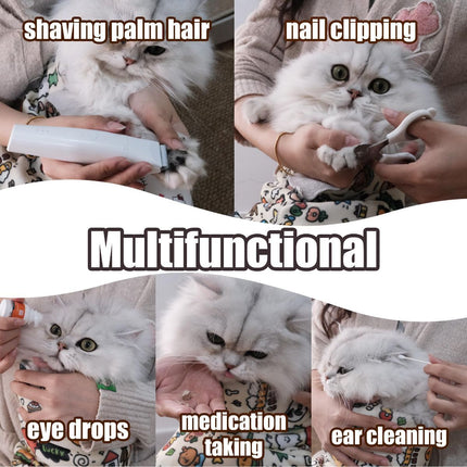 Cat Grooming Wrap Cat Nail Clipping Cat Grooming Supplies Cat Care Anti-Scratch - Multi-color - Size 21.7