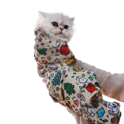 Cat Grooming Wrap Cat Nail Clipping Cat Grooming Supplies Cat Care Anti-Scratch - Multi-color - Size 27.6
