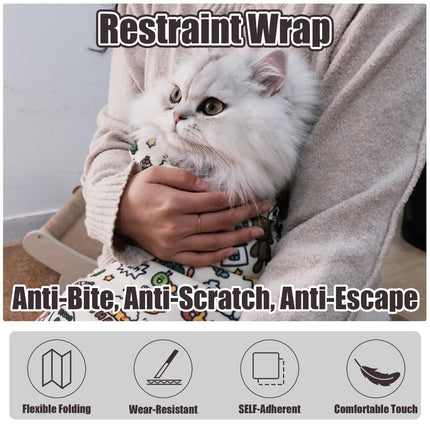 Cat Grooming Wrap Cat Nail Clipping Cat Grooming Supplies Cat Care Anti-Scratch - Multi-color - Size 27.6