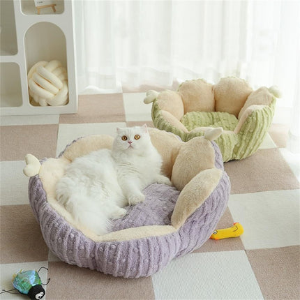 Cactus Cat Beds for Indoor Cute Cactus Fluffy Puppy Bed Squishmall Pet Bed with Removable & Washable Cushion Pillow Cat House Bed Warm Sleeping Bed for Cats Small Dogs - Purple - Size 45cm
