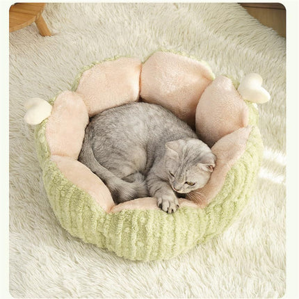 Cactus Cat Beds for Indoor Cute Cactus Fluffy Puppy Bed Squishmall Pet Bed with Removable & Washable Cushion Pillow Cat House Bed Warm Sleeping Bed for Cats Small Dogs - Purple - Size 45cm