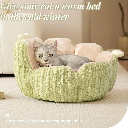 Cactus Cat Beds for Indoor Cute Cactus Fluffy Puppy Bed Squishmall Pet Bed with Removable & Washable Cushion Pillow Cat House Bed Warm Sleeping Bed for Cats Small Dogs - Purple - Size 60cm
