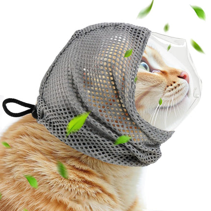 Adjustable Cat Muzzle Cat Grooming Prevent Biting Breathable TPU Cat