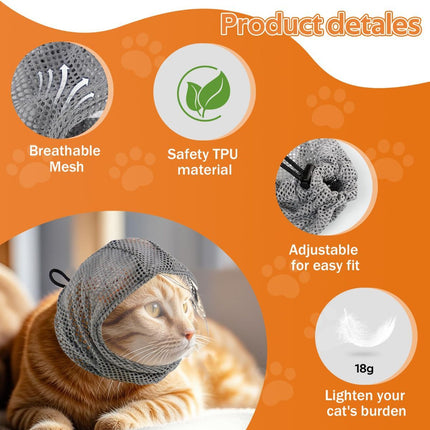 Adjustable Cat Muzzle Cat Grooming Prevent Biting Breathable TPU Cat
