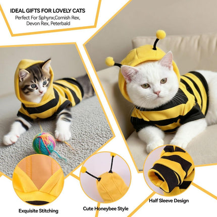 Bumblebee Cat Costume for Sphynx & Small Dogs (Yellow / XXS)