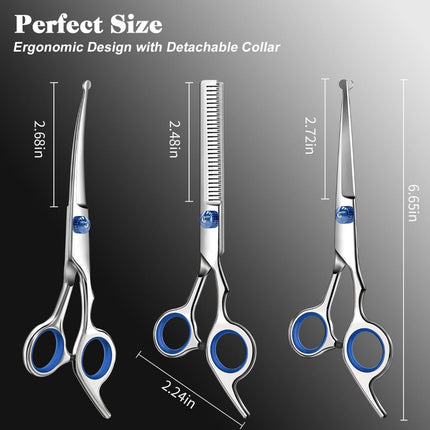 Dog Grooming Scissors Cat Grooming Scissors 4-In-1 Grooming Set (Red)