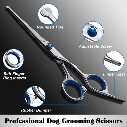 Dog Grooming Scissors Cat Grooming Scissors 4-In-1 Grooming Set (Red)