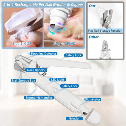Pet Nail Clipper Cat Nail Clipper Dog Nail Clipper Nail Grinder LED