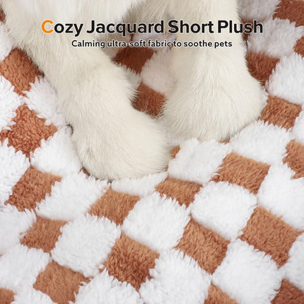 Dog Beds -Cute Cat Beds for Indoor Cats Calming Pet Beds, Rectangle Orthopedic Cuddle Puppy Bed with Jacquard Shaggy Plush & Anti Slip Bottom - Gray - Size M
