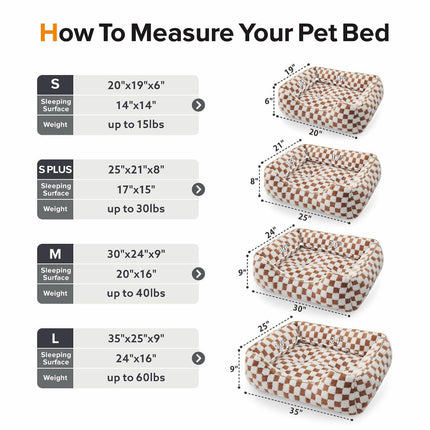 Dog Beds -Cute Cat Beds for Indoor Cats Calming Pet Beds, Rectangle Orthopedic Cuddle Puppy Bed with Jacquard Shaggy Plush & Anti Slip Bottom - Gray - Size M