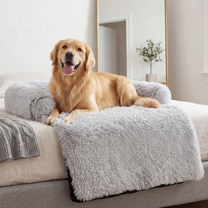 Plush Dog Bed Dog Bed with Bolster Comfortable Dog Bed Large Dog Bed