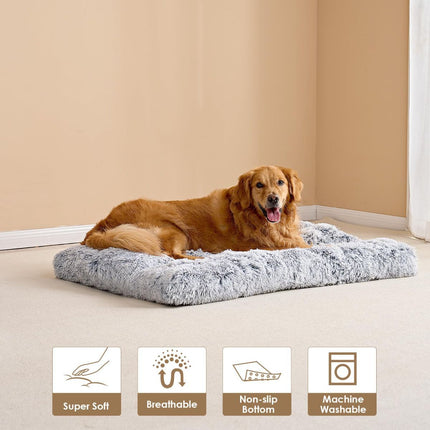 Fluffy Dog Crate Bed for Extra Large Dogs, Plush Faux Fur Pad, Calming Anti Anxiety XL Bed for Crate, Washable Soft Warm Dog Mat with Non-Slip Bottom - Camel - Size 23.6"L x 17.5"W