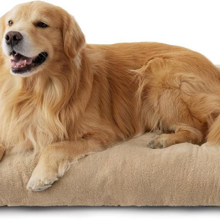 Washable Dog Bed for Crate, Giant Comfort Fluffy Plush Pet Pillow Bed Kennel Pad with Non-Slip Bottom, Machine Washable Pet Sleeping Mat for Jumbo - Brown - Size 29"L x 21"W x 3"Th