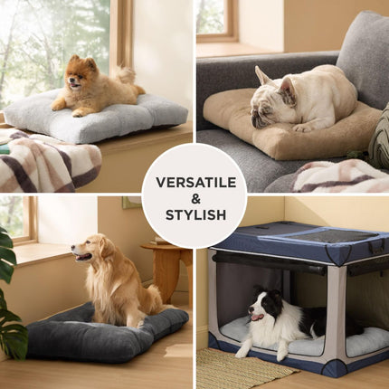 Washable Dog Bed for Crate, Giant Comfort Fluffy Plush Pet Pillow Bed Kennel Pad with Non-Slip Bottom, Machine Washable Pet Sleeping Mat for Jumbo - Brown - Size 29"L x 21"W x 3"Th