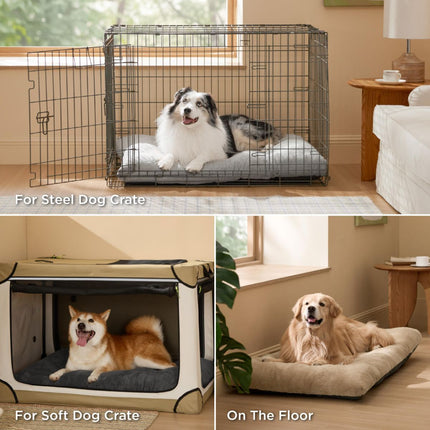 Washable Dog Bed for Crate, Giant Comfort Fluffy Plush Pet Pillow Bed Kennel Pad with Non-Slip Bottom, Machine Washable Pet Sleeping Mat for Jumbo - Brown - Size 29"L x 21"W x 3"Th