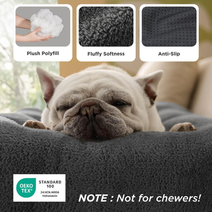 Washable Dog Bed for Crate, Giant Comfort Fluffy Plush Pet Pillow Bed Kennel Pad with Non-Slip Bottom, Machine Washable Pet Sleeping Mat for Jumbo - Dark Gray - Size 35"L x 23"W x 3"Th