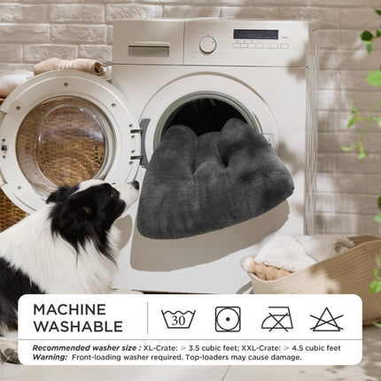 Washable Dog Bed for Crate, Giant Comfort Fluffy Plush Pet Pillow Bed Kennel Pad with Non-Slip Bottom, Machine Washable Pet Sleeping Mat for Jumbo - Dark Gray - Size 35"L x 23"W x 3"Th