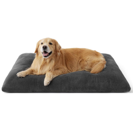Washable Dog Bed for Crate, Giant Comfort Fluffy Plush Pet Pillow Bed Kennel Pad with Non-Slip Bottom, Machine Washable Pet Sleeping Mat for Jumbo - Dark Gray - Size 47"L x 29"W x 3"Th