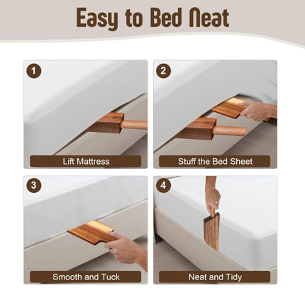 Acacia Wood Mattress Lifter Bed-Making Tool Set Mattress Lifting Wedge