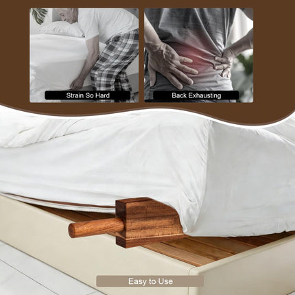 Acacia Wood Mattress Lifter Bed-Making Tool Set Mattress Lifting Wedge