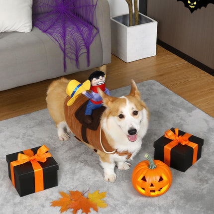 Cowboy Rider Dog Costume - Halloween Dog Costumes for Large (Size M)
