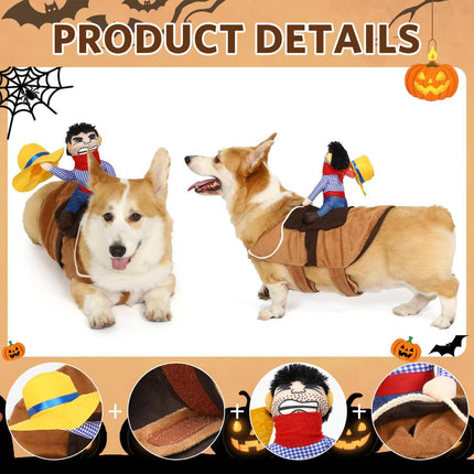Cowboy Rider Dog Costume - Halloween Dog Costumes for Large (Size S)