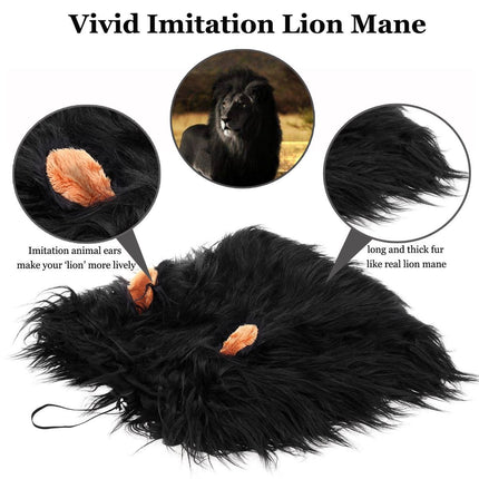Lion Mane Wig for Dogs with Ears, Funny Pet Costumes for Halloween Christmas - White - Size M