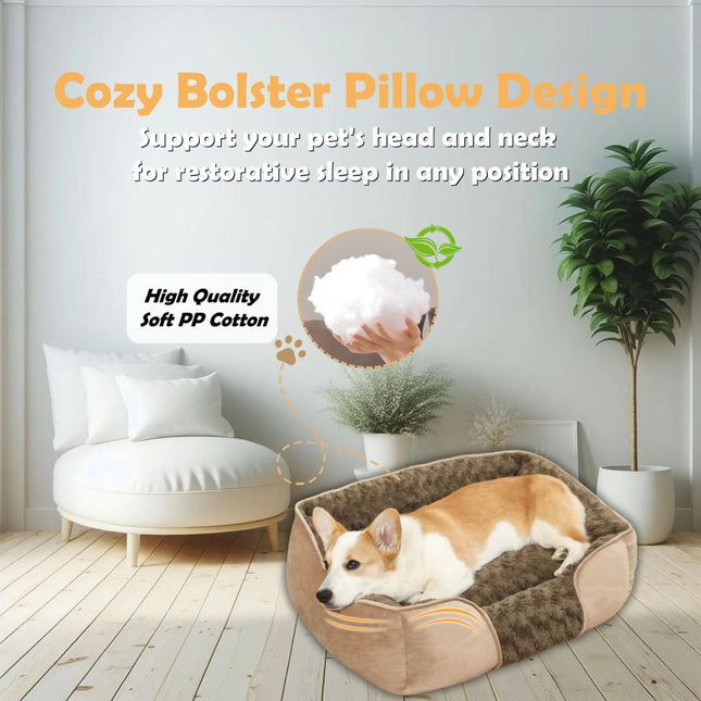 Dog Bed for Small Medium Dogs, Cat Bed for Indoor Cats. Washable Orthopedic Dog Bed. Removable Sleeping Mat, Durable Pet Bed with Anti-Slip Bottom - Dark Gray - Size 63cm×53cm