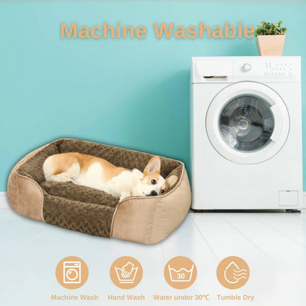 Dog Bed for Small Medium Dogs, Cat Bed for Indoor Cats. Washable Orthopedic Dog Bed. Removable Sleeping Mat, Durable Pet Bed with Anti-Slip Bottom - Dark Gray - Size 90cm*80cm