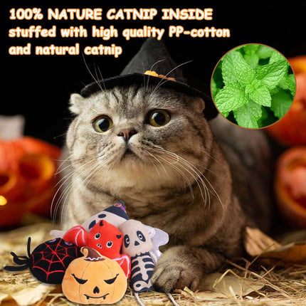 Halloween Catnip Toys, Pumpkin Ghost Catnip Toy Chew Bite Toy for Cat
