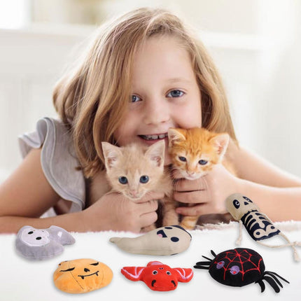Halloween Catnip Toys, Pumpkin Ghost Catnip Toy Chew Bite Toy for Cat