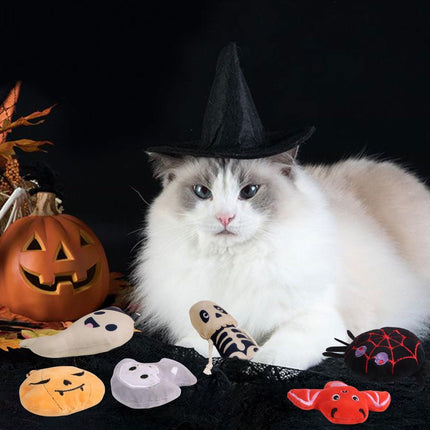 Halloween Catnip Toys, Pumpkin Ghost Catnip Toy Chew Bite Toy for Cat
