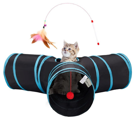 Cat Toy Interactive Cat Toy Cat Tunnel Feather Teaser Wand Indoor Cat