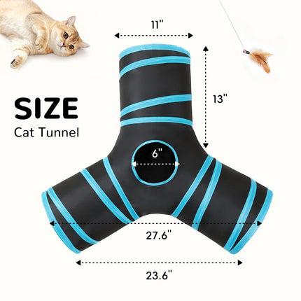 Cat Toy Interactive Cat Toy Cat Tunnel Feather Teaser Wand Indoor Cat