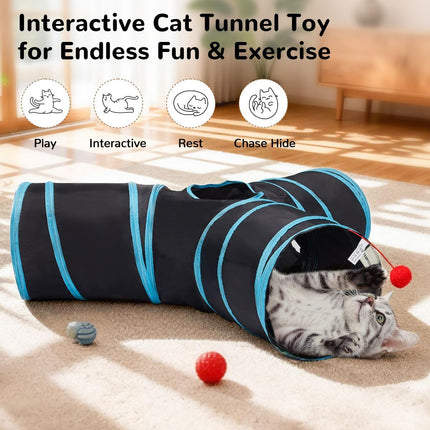 Cat Toy Interactive Cat Toy Cat Tunnel Feather Teaser Wand Indoor Cat